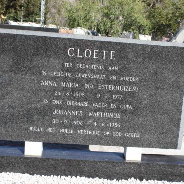 CLOETE Johannes Marthinus 1908-1986 &amp; Anna Maria ESTERHUIZEN 1908-1977