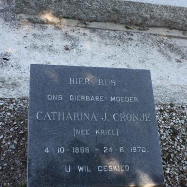 CRONJE  Catharina J. nee KRIEL 1896-1970