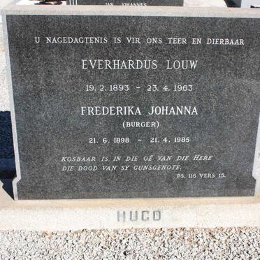 HUGO Everhardus Louw 1893-1963 &amp; Frederika Johanna BURGER 1898-1965