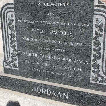JORDAAN Pieter Jacobus 1893-1957 &amp; Elizabeth Catharina JANSEN 1891-1974