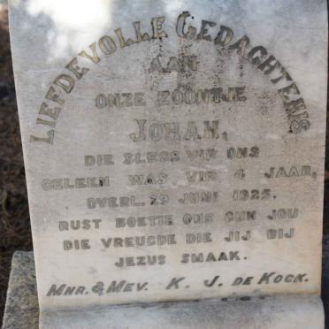 KOCK Johan, de -1925