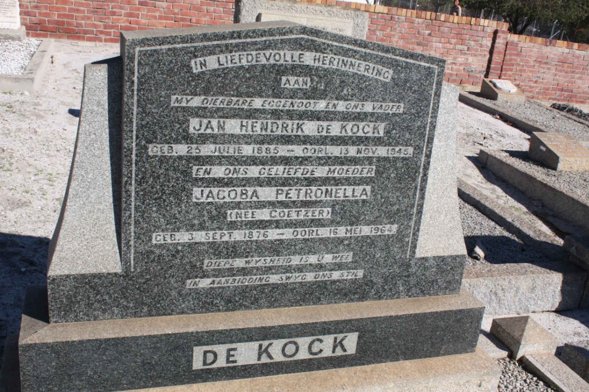 KOCK Jan Hendrik, de 1885-1945 &amp; Jacoba Petronella COETZER 1876-1964