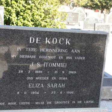 KOCK J.S., de 1898-1969 &amp; Eliza Sarah 1904-1992