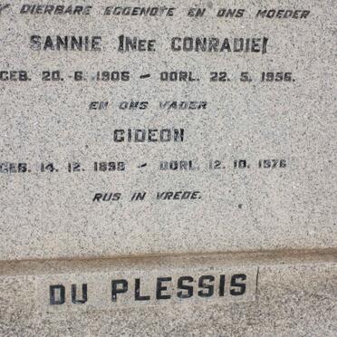 PLESSIS Gideon, du 1899-1976 &amp; Sannie CONRADIE 1906-1956