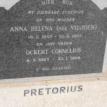 PRETORIUS Ockert Cornelius 1883-1969 &amp; Anna Helena VILJOEN 1895-1861