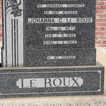 ROUX Johanna C., le nee DE WET 1895-1942