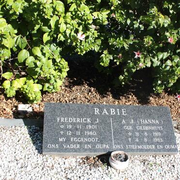 RABIE Frederick J. 1902-1980 &amp; A.J. GILDENHUYS 1919-1983