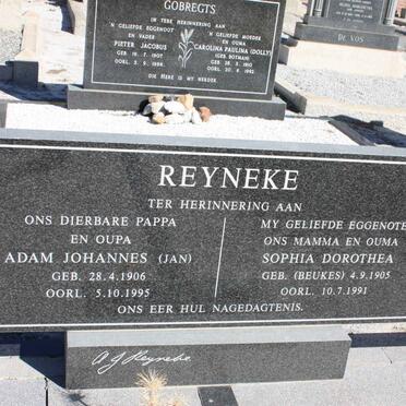 REYNEKE Adam Johannes 1906-1995 &amp; Sophia Dorothea BEUKES 1905-1991