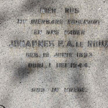 ROUX Johannes P.A., le 1893-1944