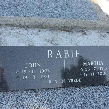 RABIE John 1903-1981 &amp; Martha 1915-2006
