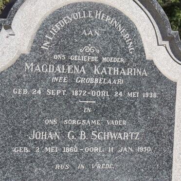 SCHWARTZ Johan G.B. 1860-1950 &amp; Magdalena Katharina GROBBELAAR 1872-1938