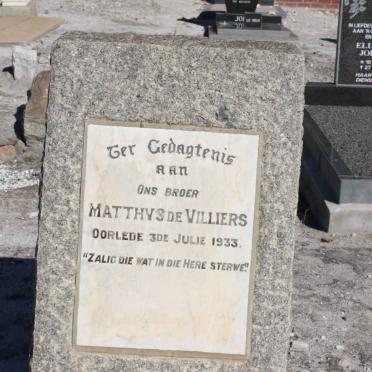 VILLIERS Matthys, de -1933