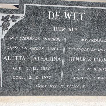 WET Hendrik Lourens, de 1873-1945 &amp; Aletta Catharina 1880-1977
