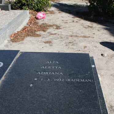 WET Jakobus  Albertus Bruwer, de 1913-1997 &amp; Alta Aletta Adriana RADEMAN 1932-