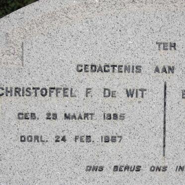 WIT Christoffel F., de 1885-1967