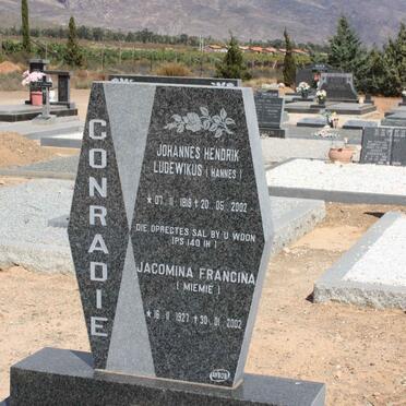 CONRADIE Johannes Hendrik Ludewikus 1919-2002 &amp; Jacomina Francina  1927-2002