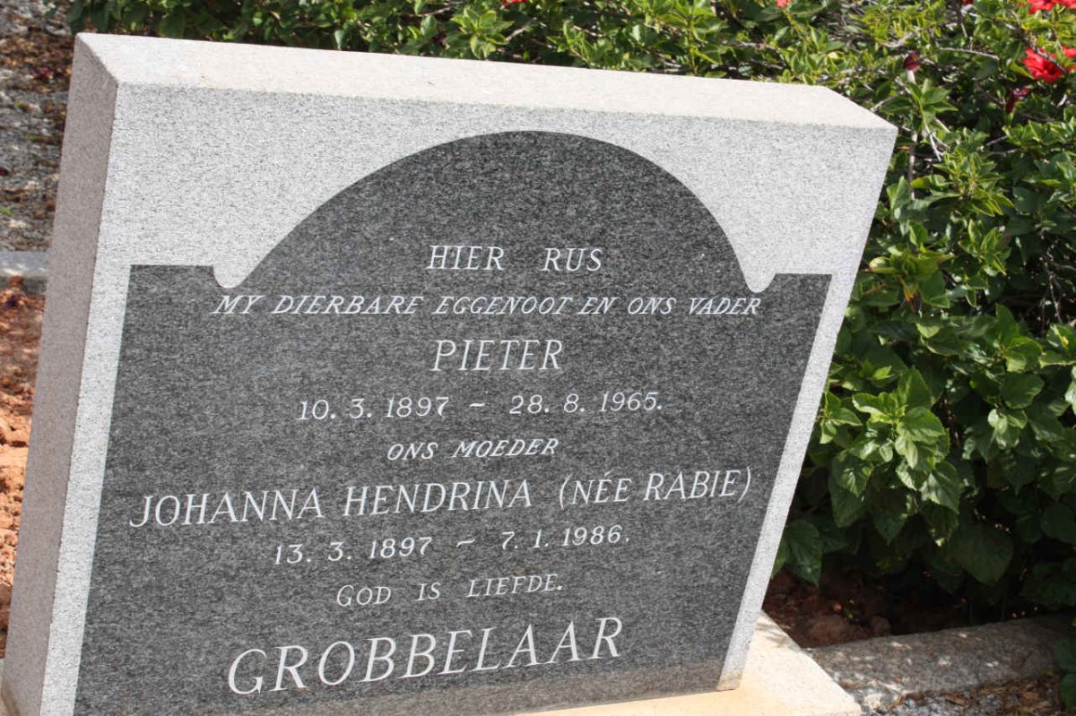 GROBBELAAR Pieter 1897-1965 &amp; Johanna Hendrina RABIE 1897-1986