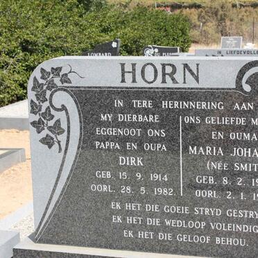 HORN Dirk 1914-1982 &amp; Maria Johanna SMIT 1920-1984