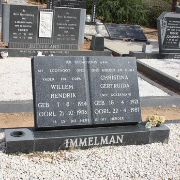 IMMELMAN Willem Hendrik 1914-1986 &amp; Christina Gertruida ACKERMAN 1921-1987