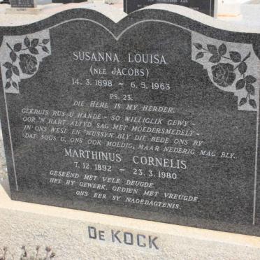 KOCK Marthinus Cornelis, de 1892-1980 &amp; Susanna Louisa JACOBS 1898-1963