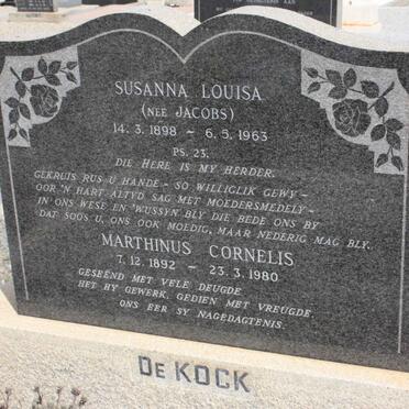 KOCK Marthinus Cornelis, de 1892-1980 &amp; Susanna Louisa JACOBS 1898-1963