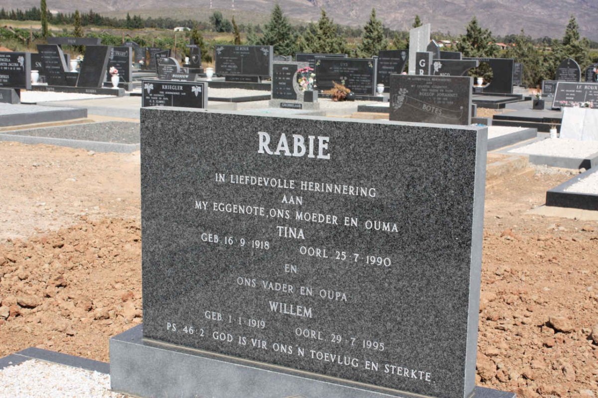 RABIE Willem 1919-1995 &amp; Tina 1918-1990