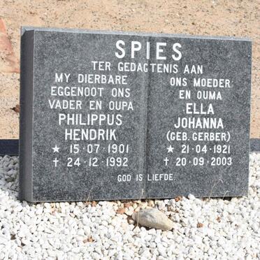 SPIES Philippus Hendrik 1901-1992 &amp; Ella Johanna GERBER 1921-2003