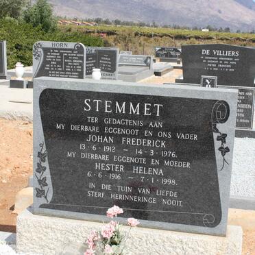 STEMMET Johan Frederick 1912-1976 &amp; Hester Helena 1916-1998