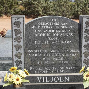 VILJOEN Jacobus Johannes 1921-1996 &amp; Maria Gloudina PALM 1921-1997