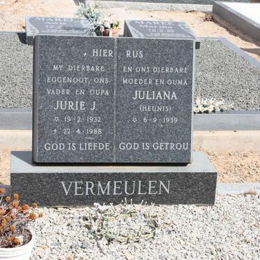 VERMEULEN Jurie J. 1932-1988 &amp; Juliana HEUNIS 1939-