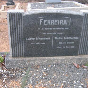 FERREIRA Salmon Marthinus -1945 &amp; Maria Magdalena DE VILLIERS -1955