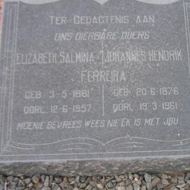 FERREIRA Johannes Hendrik 1876-1961 &amp; Elizabeth Salmina 1881-1957