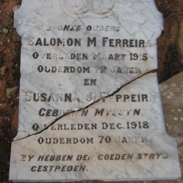 FERREIRA Salomon M. -1915 &amp; Susanna J.  MYSSYN -1918