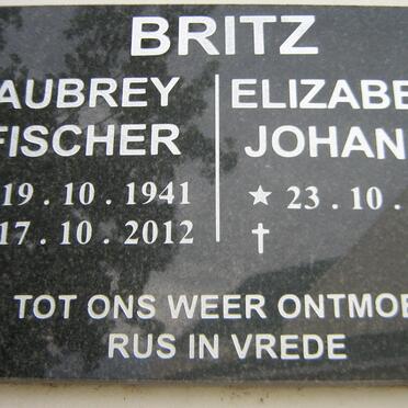 BRITZ Aubrey Fischer 1941-2012 &amp; Elizabeth Johanna 1954-