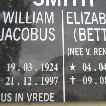 SMITH William Jacobus 1924-1997 &amp; Elizabeth V. RENSBURG 1930-201?
