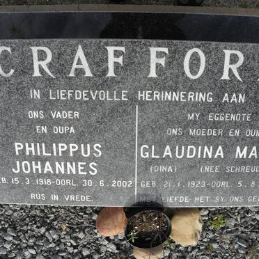CRAFFORD Philippus Johannes 1918-2002 &amp; Glaudina Maria SCHREUDER 1923-1996