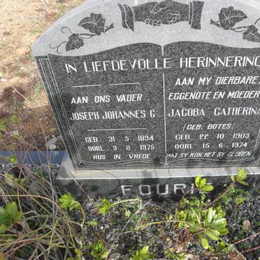 FOURIE Joseph Johannes C. 1894-1975 &amp; Jacoba Catharina BOTES 1903-1974