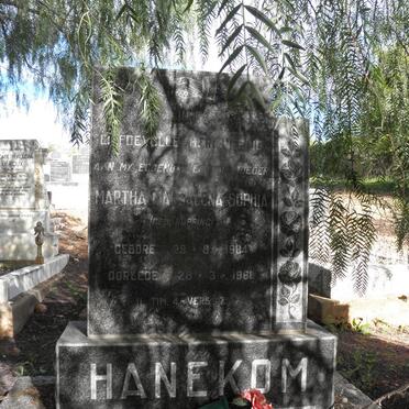 HANEKOM Martha Magdalena Sophia nee RUPPING 1884-1961