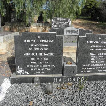 HAGGARD Johannes Bernardus 1905-1977 &amp; Anna Johanna DU PREEZ 1925-2005