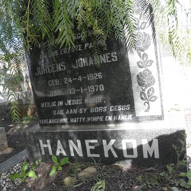 HANEKOM Jurgens Johannes 1926-1970