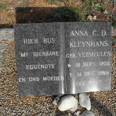KLEYNHANS Anna C.D. nee VERMEULEN 1908-1966