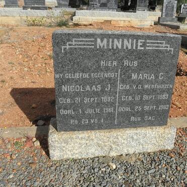 MINNIE Nicolaas J. 1892-1961 &amp; Maria C. V.D. WESTHUIZEN 1883-1963