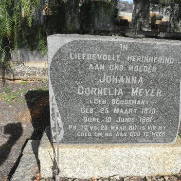 MEYER Johanna Cornelia nee SCHOEMAN 1873-1961