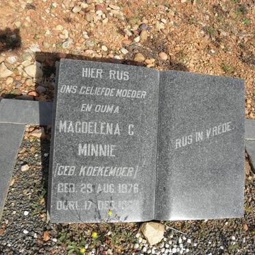 MINNIE Magdalena C. nee KOEKEMOER 1876-1968