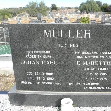 MULLER Johan Carl 1906-1982 &amp; E.M. SCHOEMAN 1905-1975