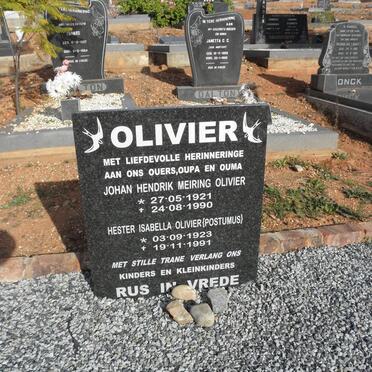OLIVIER Johan Hendrik Meiring Olivier 1921-1990 &amp; Hester Isabella POSTUMUS 1923-1991