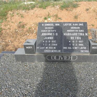OLIVIER Johannes B. 1932-2004 &amp; Margaretha M. 1937-1999