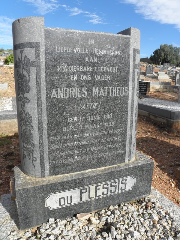 PLESSIS Andries Mattheus, du 1910-1953