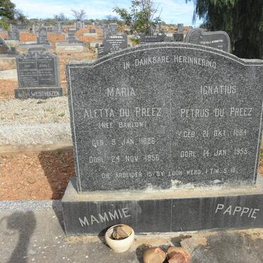 PREEZ Ignatius Petrus, du 1884-1955 &amp; Maria Aletta BARLOW 1886-1956