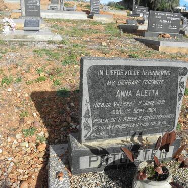 POTGIETER Anna Aletta nee DE VILLIERS 1891-1964